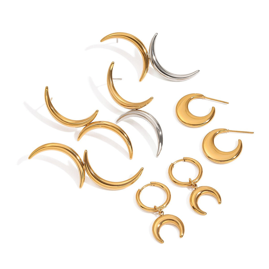 18K gold moon-shaped design light luxury simple earrings Vera Lux