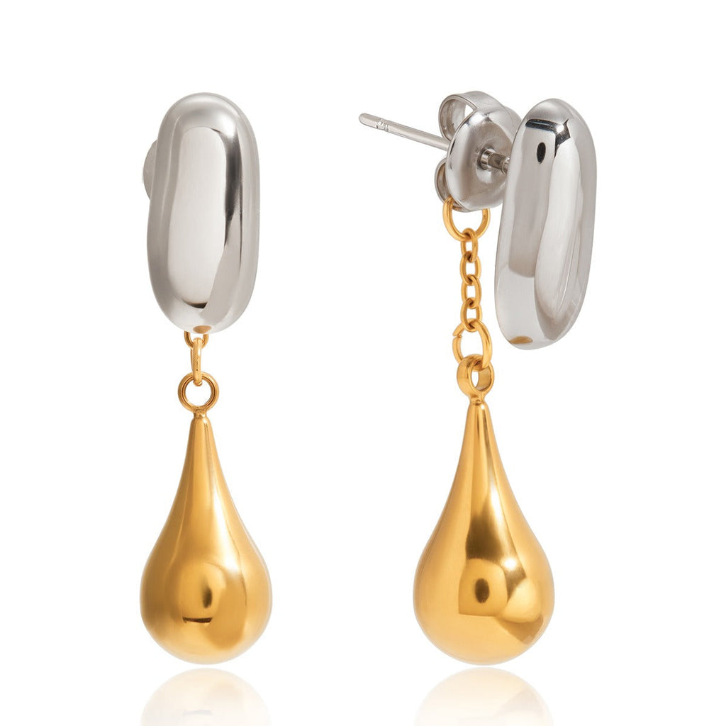 18K gold and S925 silver two-tone teardrop front and back stud earrings Vera Lux