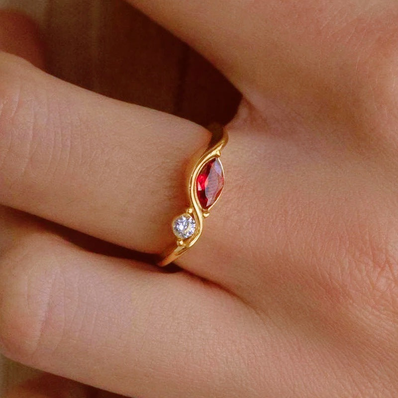 Elegant Wave Birthstone Ring Vera Lux