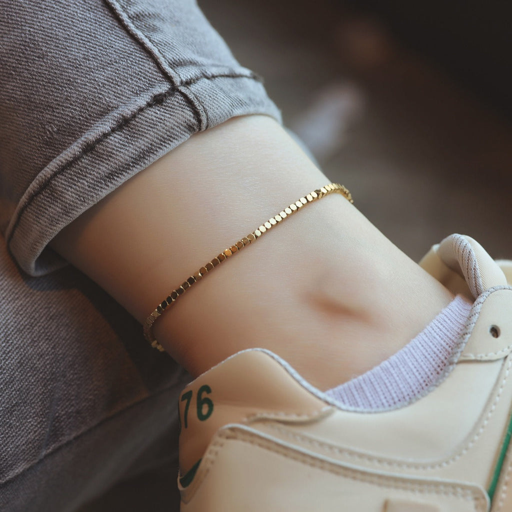 Light luxury 18K gold and silver anklet Vera Lux