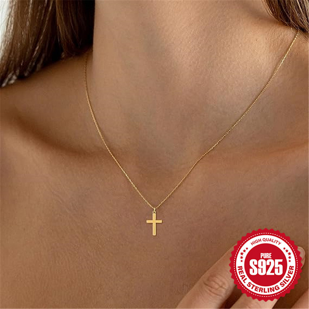 Minimalist S925 Sterling Silver Instagram-Style Scenic Surface Classic Cross Vera Lux
