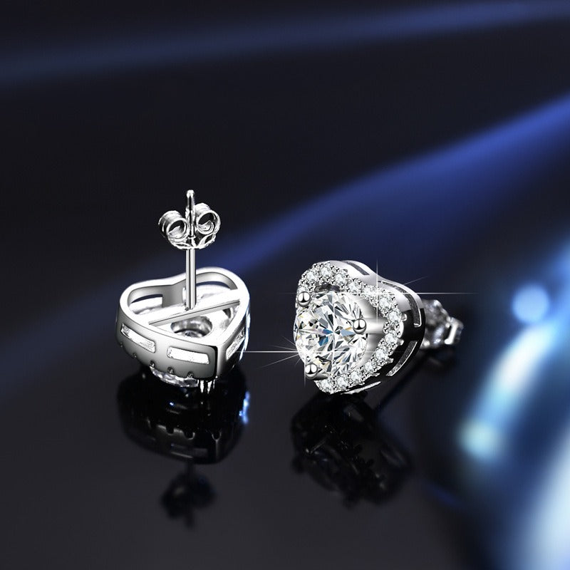 S925 romantic heart-shaped sterling silver earrings Vera Lux