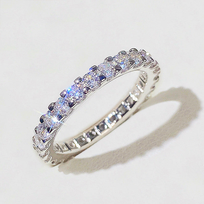 Full Diamond Micro-Set Knuckle Copper Ring With White Gold Plating Womens Vera Lux
