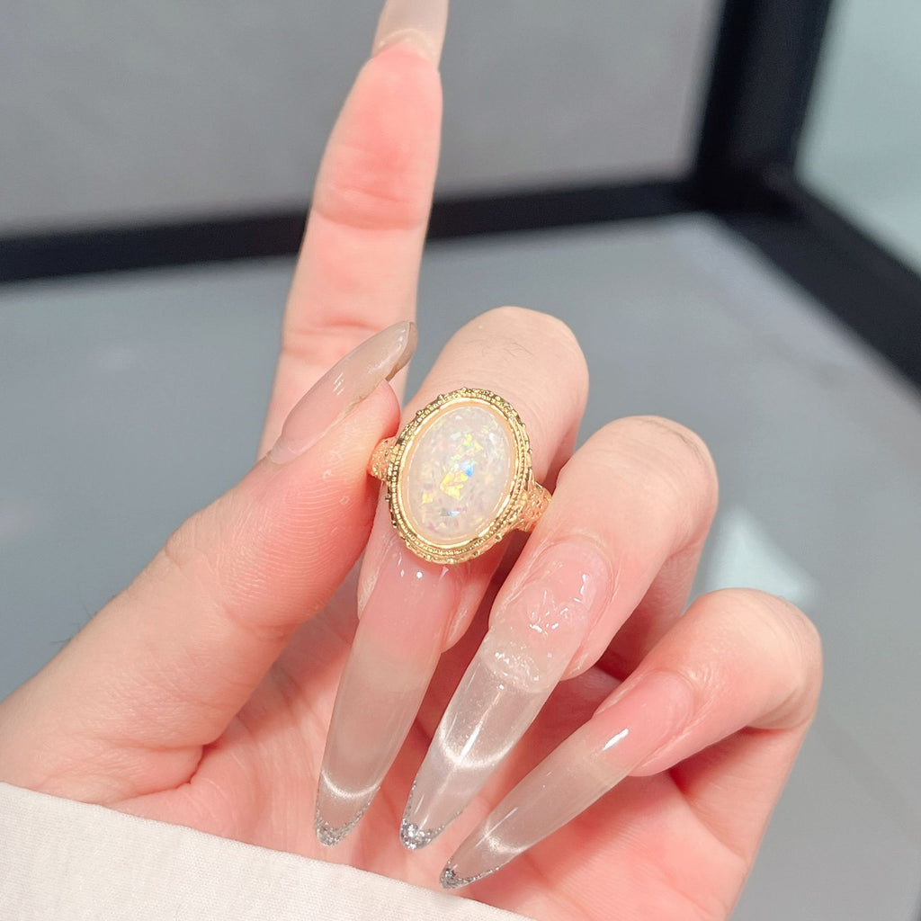 Colorful White Onyx Adjustable Ring For Women Vera Lux