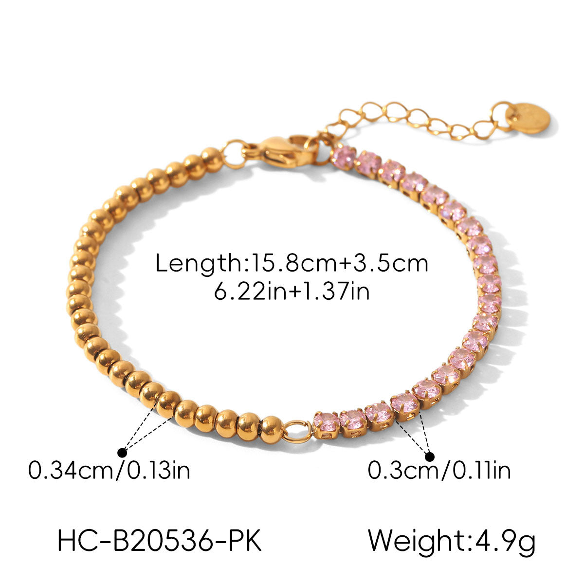 18k Gold-colored Stainless Steel Zircon Bracelet That Wont Fade Vera Lux