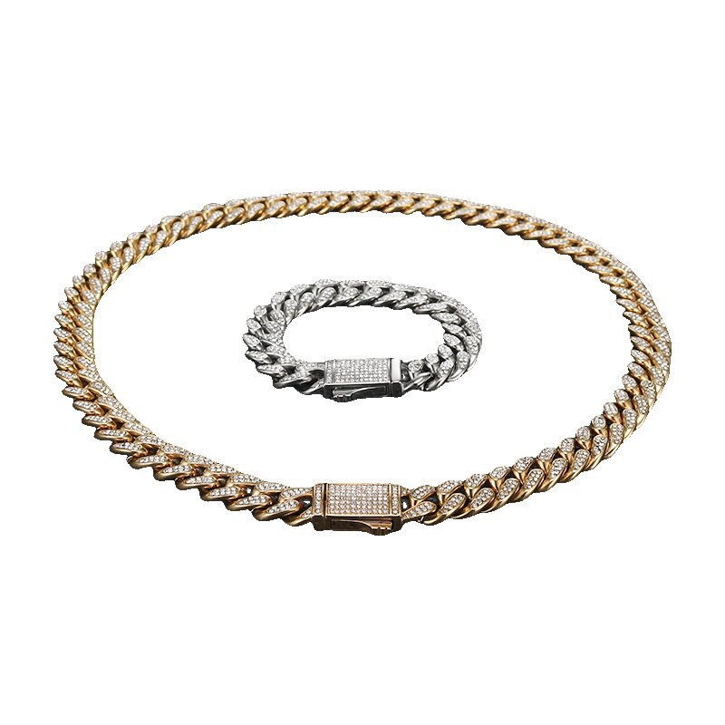 Stainless Steel Titanium Steel Cuban Chain Necklace Bracelet Vera Lux