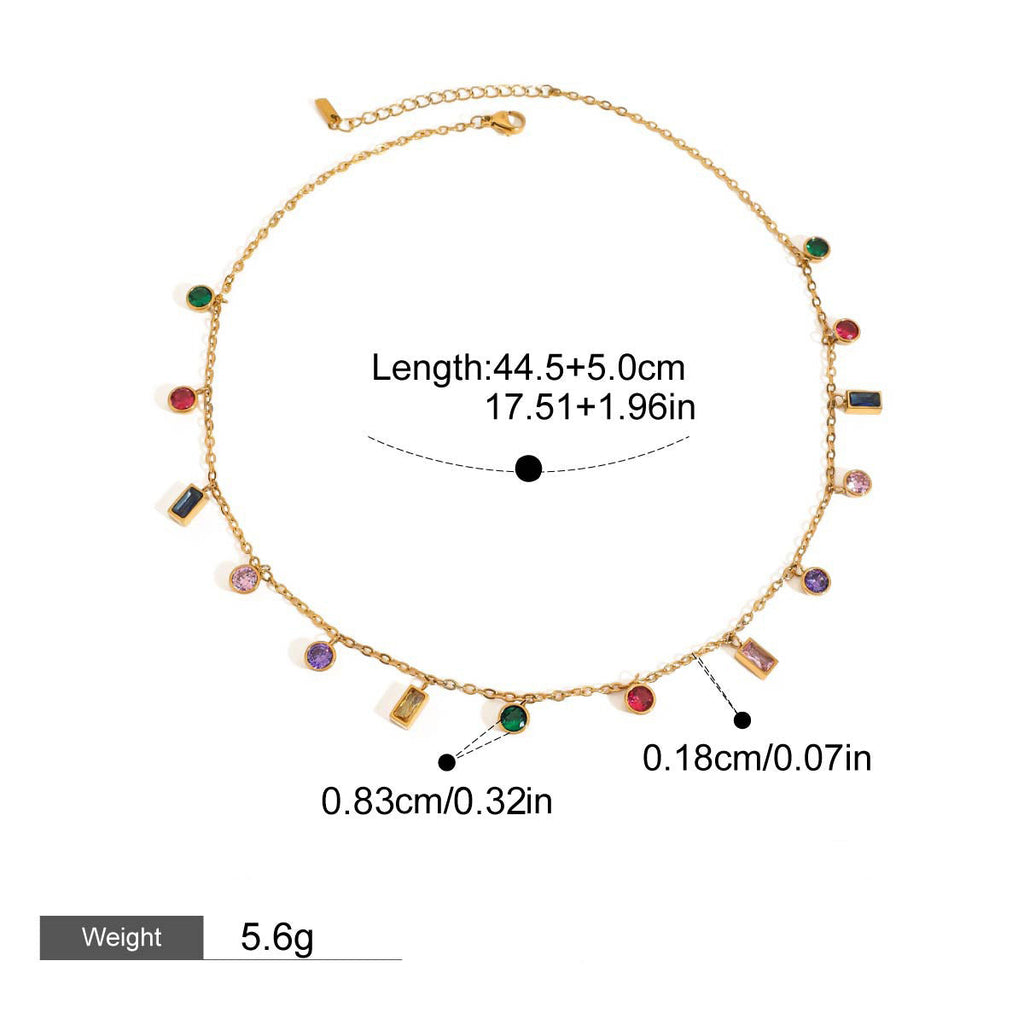 18K gold inlaid geometric gemstone design exquisite dazzling necklace Vera Lux