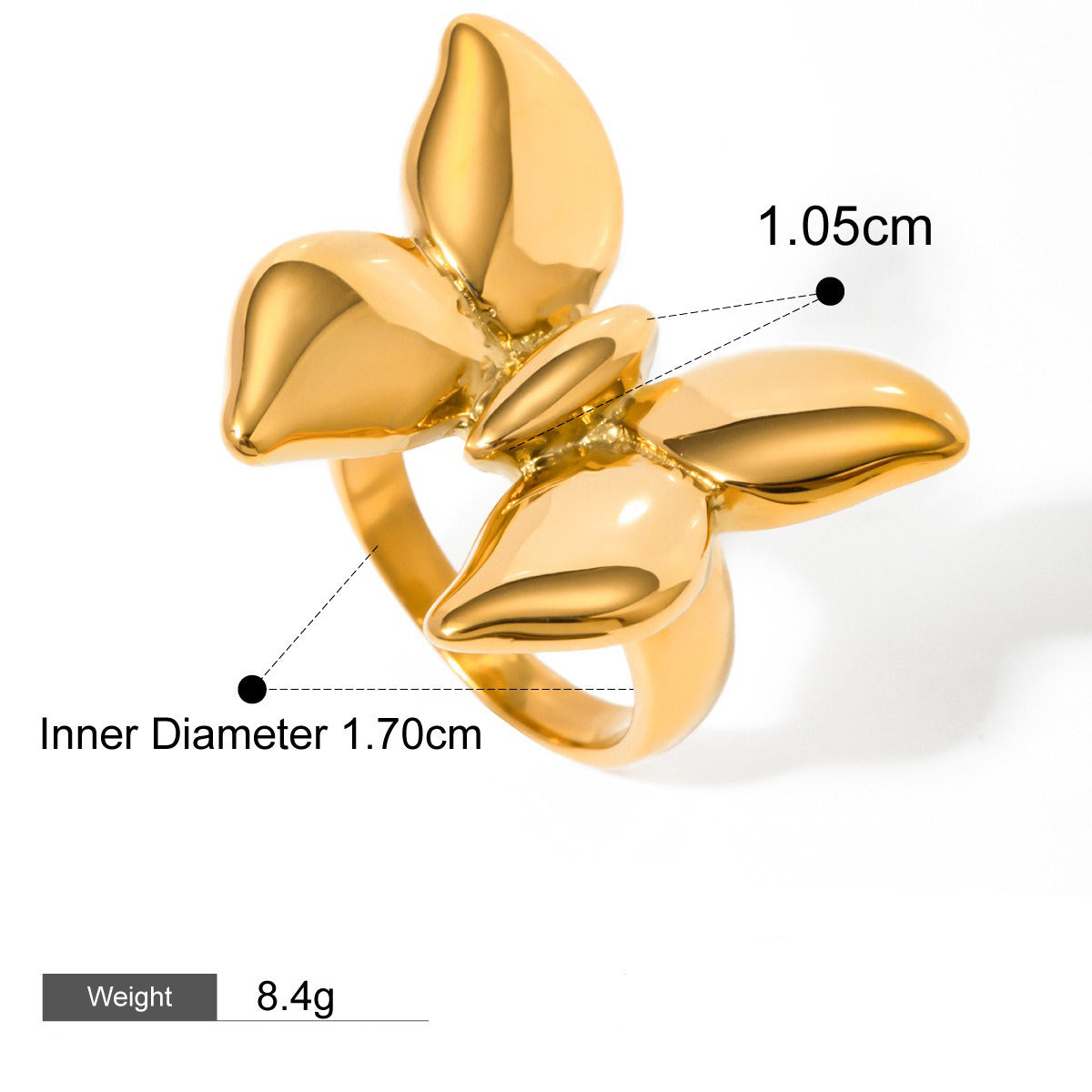 18K gold butterfly design exquisite and noble ring Vera Lux