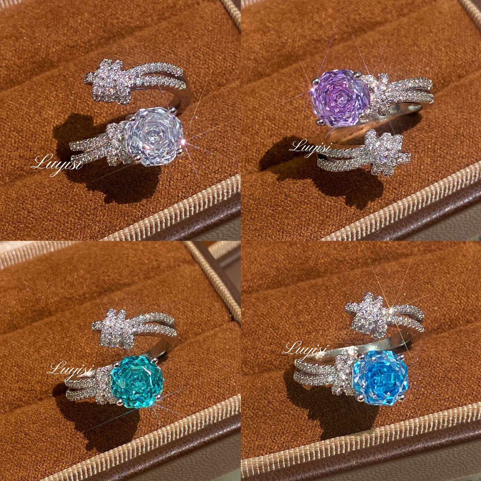 Dopamine Purple Zircon Ring, Trendy Light Luxury Stackable Ring For Women Vera Lux