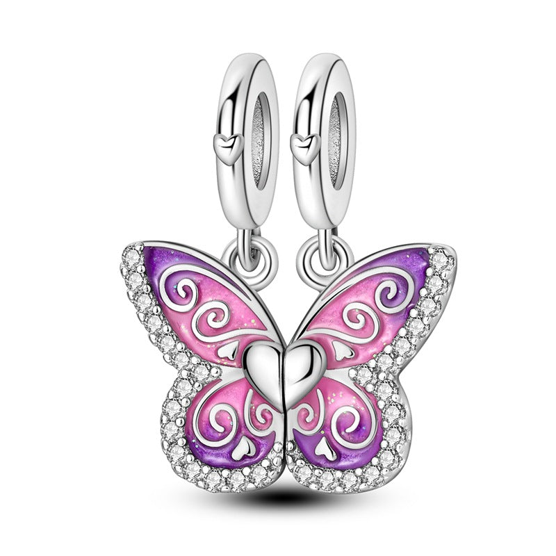 Sisterhood Friendship PendantSilverplated Beaded Heart Bestie Gift Vera Lux