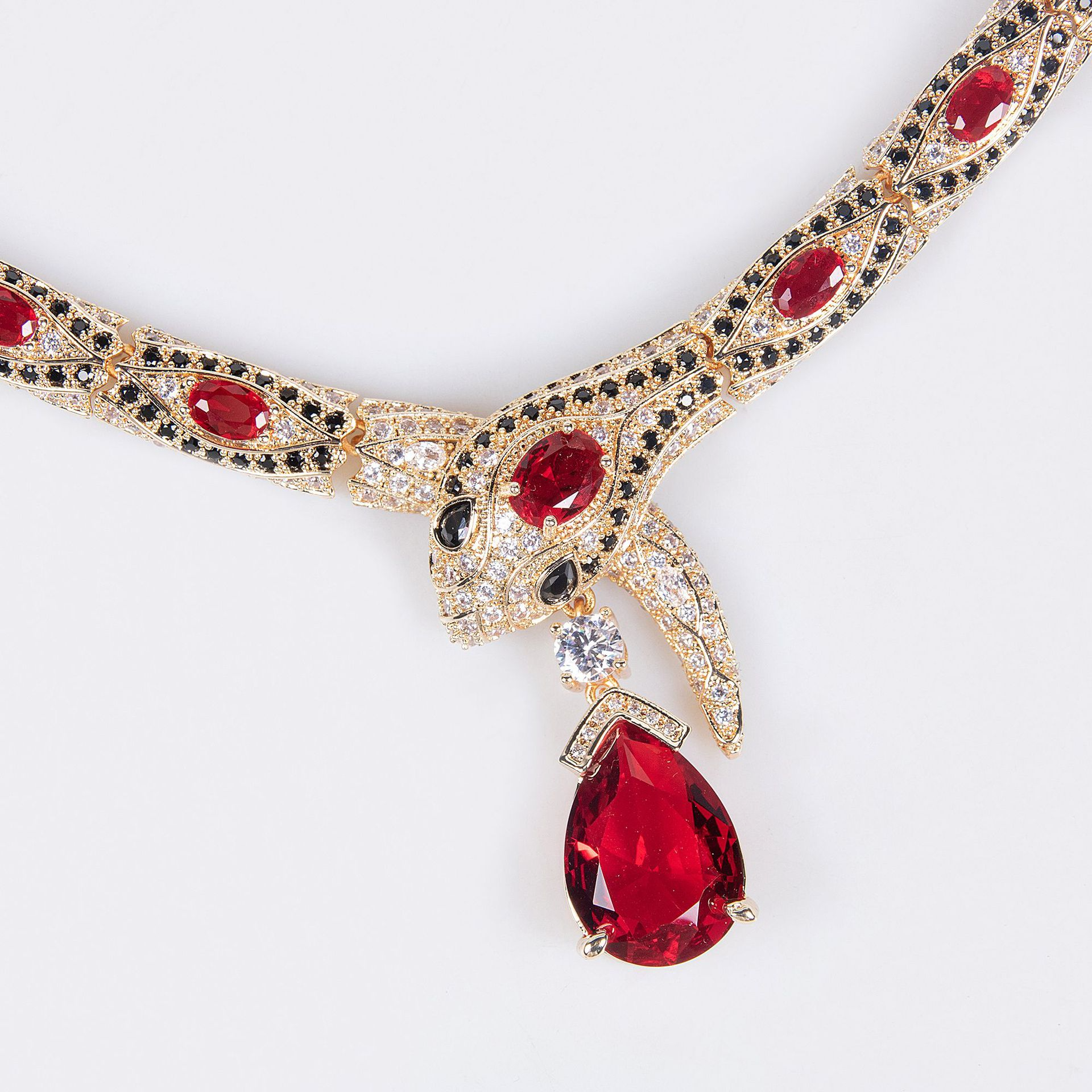 S925 Silver & Zircon Snake Necklace and Earring Set Vera Lux