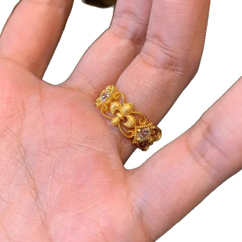 Vintage Lace Cutout Iris Ring Women, Luxury High-End Statement Index Finger Ring Vera Lux