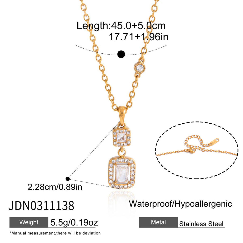 Square Zircon Pendant Necklace Collection Vera Lux