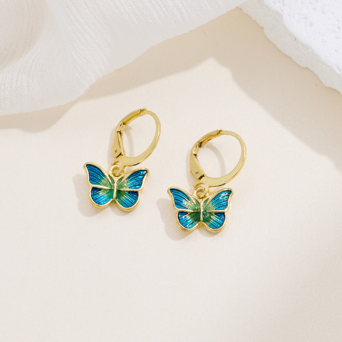 Japanese-Korean French-style Dripping-Oil Petite And Playful Butterfly Earrings Vera Lux