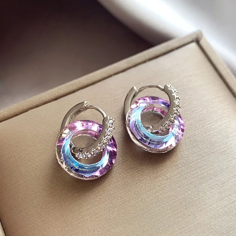 2026 New Shimmer Crystal Circle Earrings, Elegant Premium Design Vera Lux