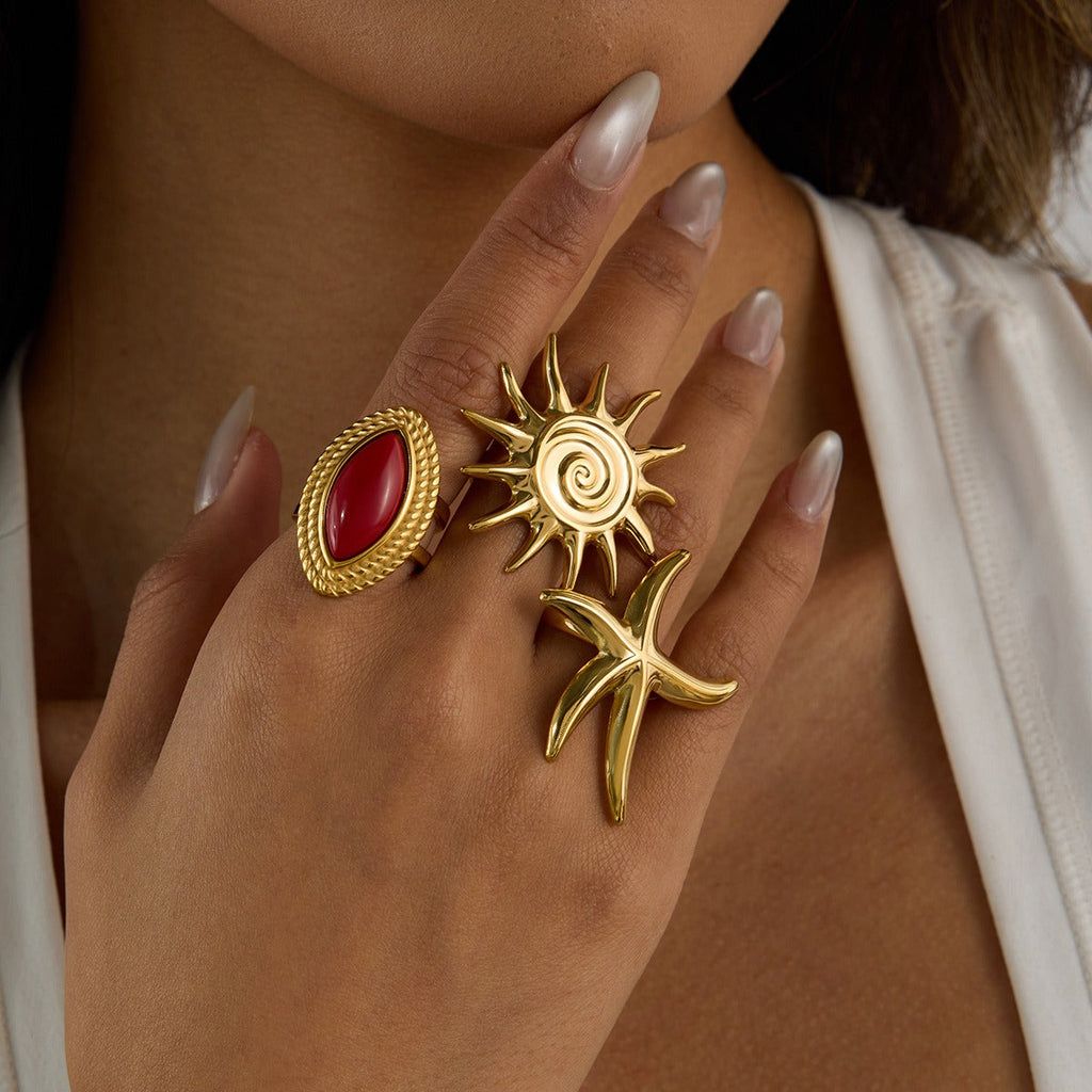 18K Gold Red Agate Ring Vera Lux