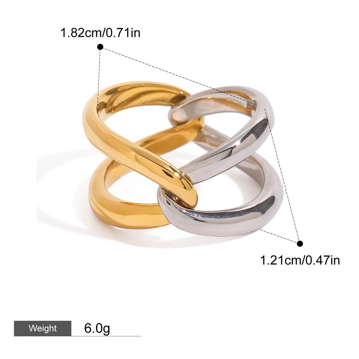 18K gold double-ring cross design simple and elegant ring Vera Lux