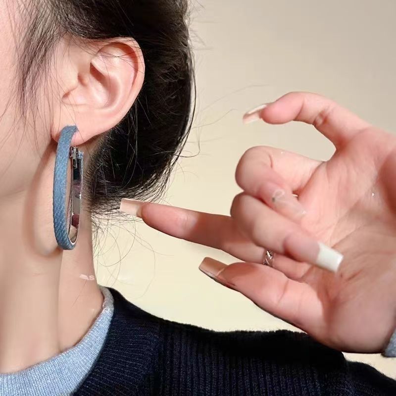 2026 Denim Hoop Earrings, European Style Bold Stage Jewelry Vera Lux