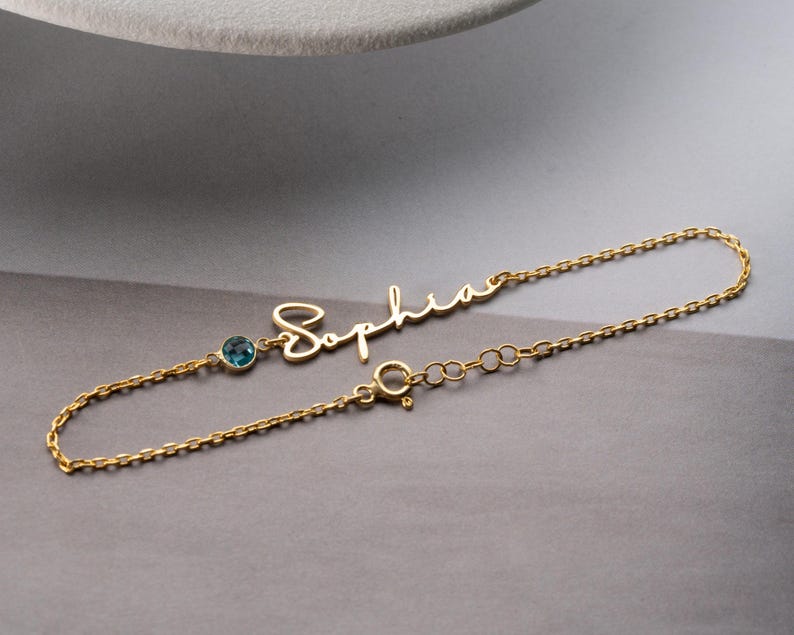 Personalized Cursive Name & Birthstone Bracelet Vera Lux