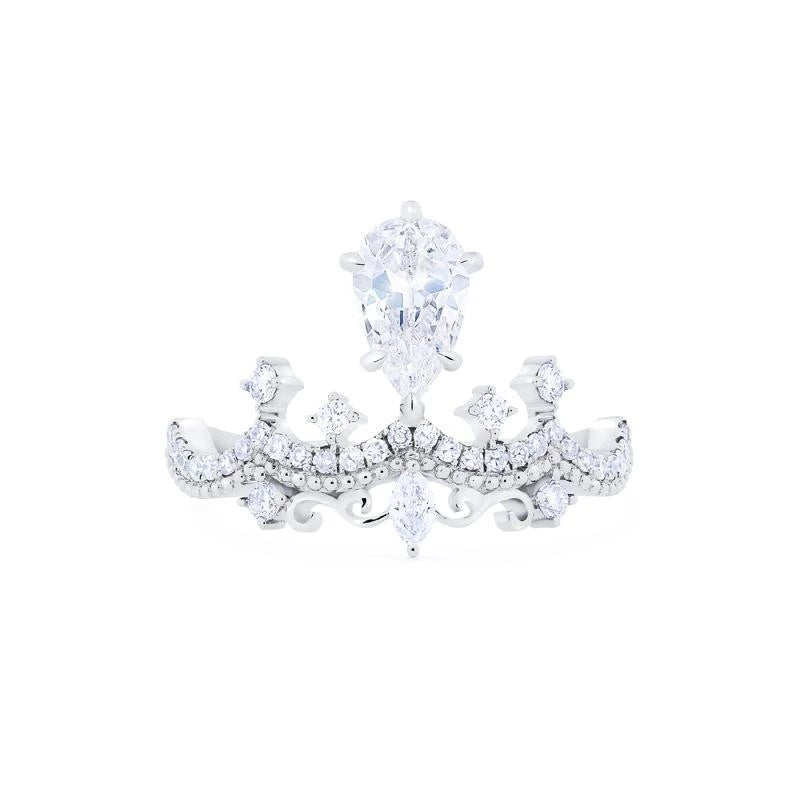 Vintage Crown Design Pear Cut Simulated Moissanite Engagement Ring Vera Lux