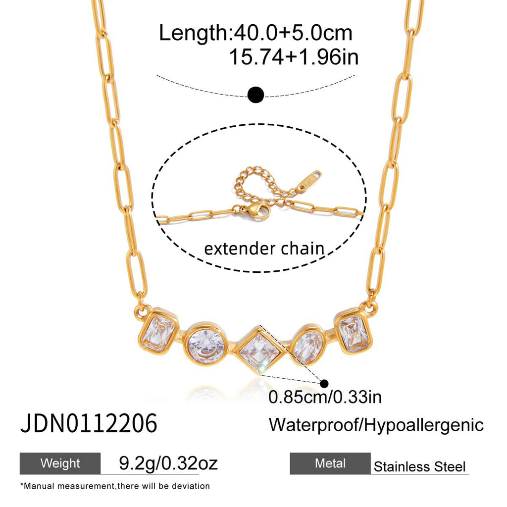 Zircon Necklace and Chain Tassel Earring Set Vera Lux