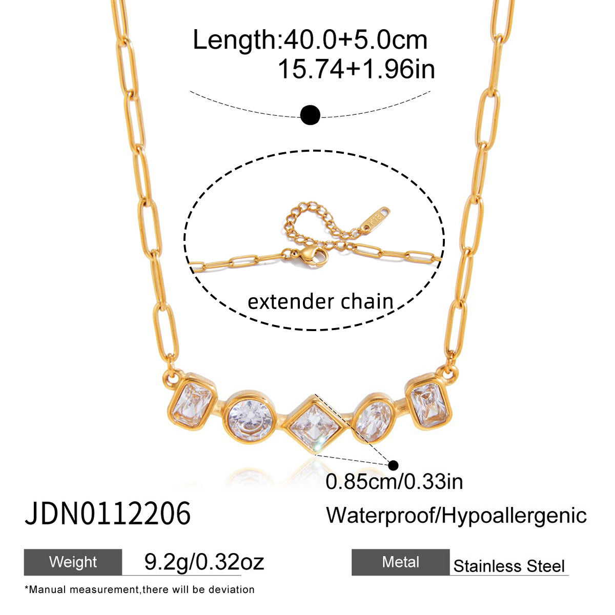 Zircon Necklace and Chain Tassel Earring Set Vera Lux