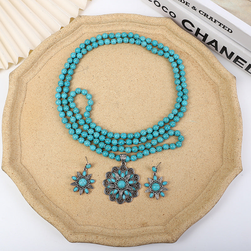 Western-style Loose Turquoise Bead Necklace With Electroplating Vera Lux