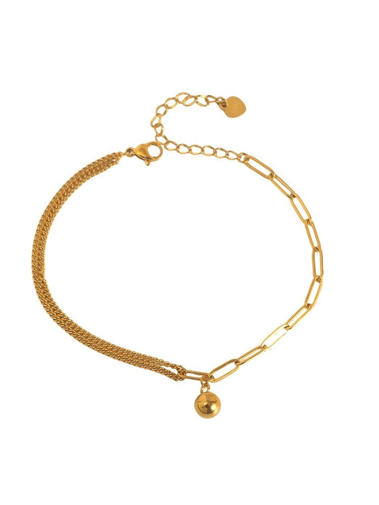 Light luxury 18k gold small gold ball titanium steel anklet Vera Lux