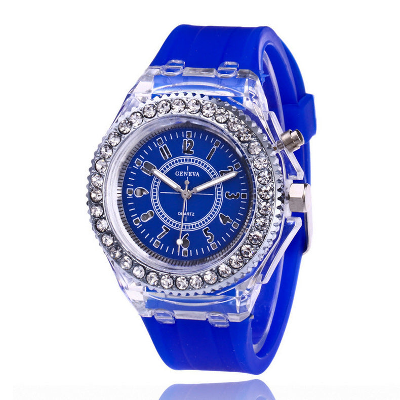 LED Luminous Watches Geneva Women Quartz Watch Women Ladies Silicone Bracelet Watches Vera Lux