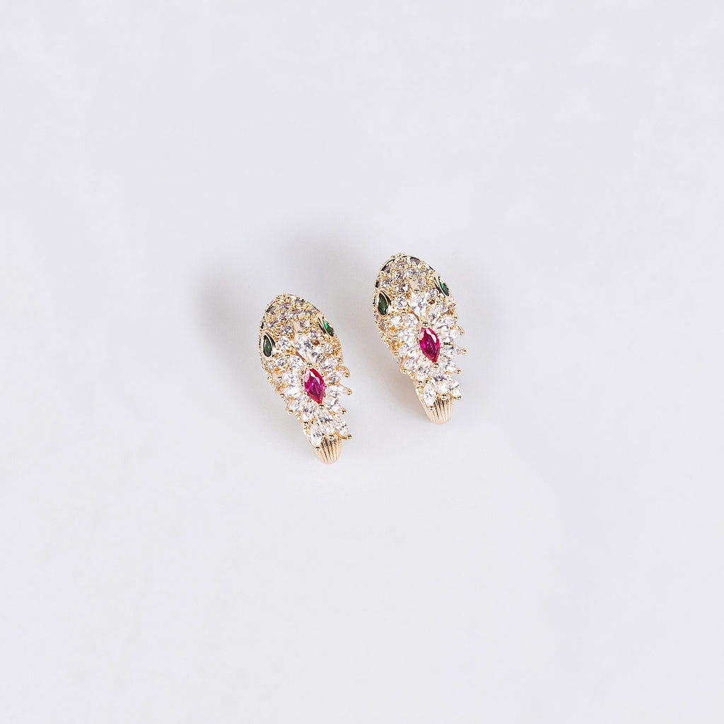 S925 Silver Needle Zircon Snake Stud Earrings Vera Lux
