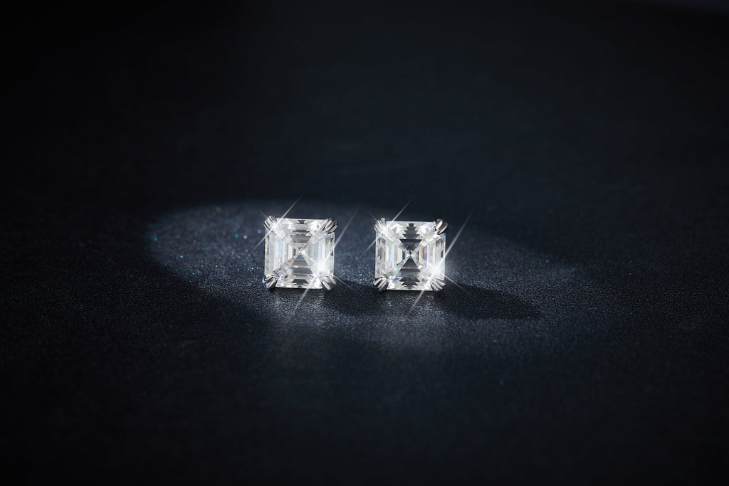 S925 Sterling Silver 6x8mm Emerald Cut Moissanite Stud Earrings  Octagon Solitaire With GRA Certificate Platinum Plated Jewelry Gift Box Set For Women & Men Vera Lux