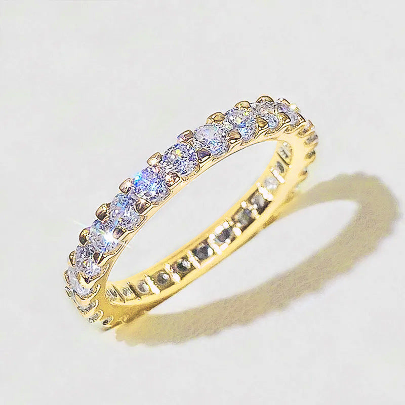 Full Diamond Micro-Set Knuckle Copper Ring With White Gold Plating Womens Vera Lux