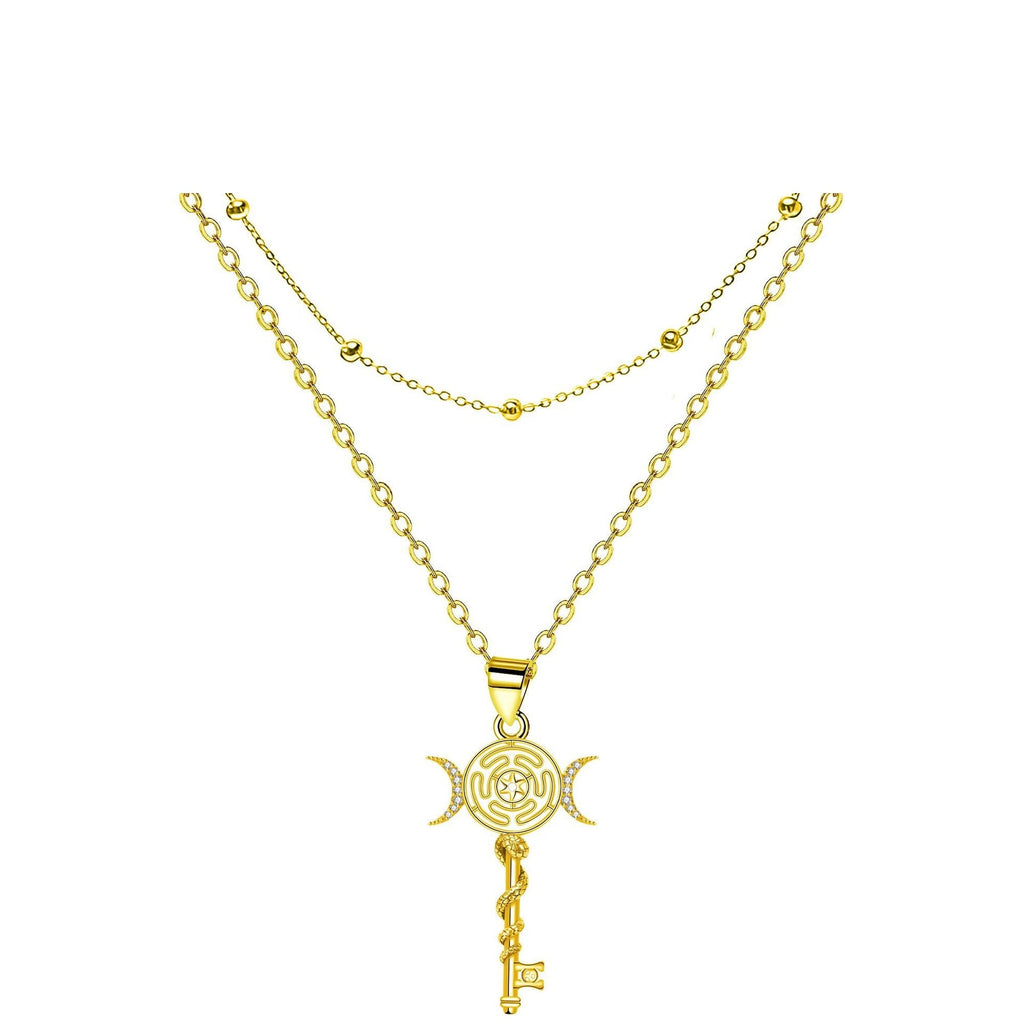 Serpentine Key Double Layered Necklace Vera Lux