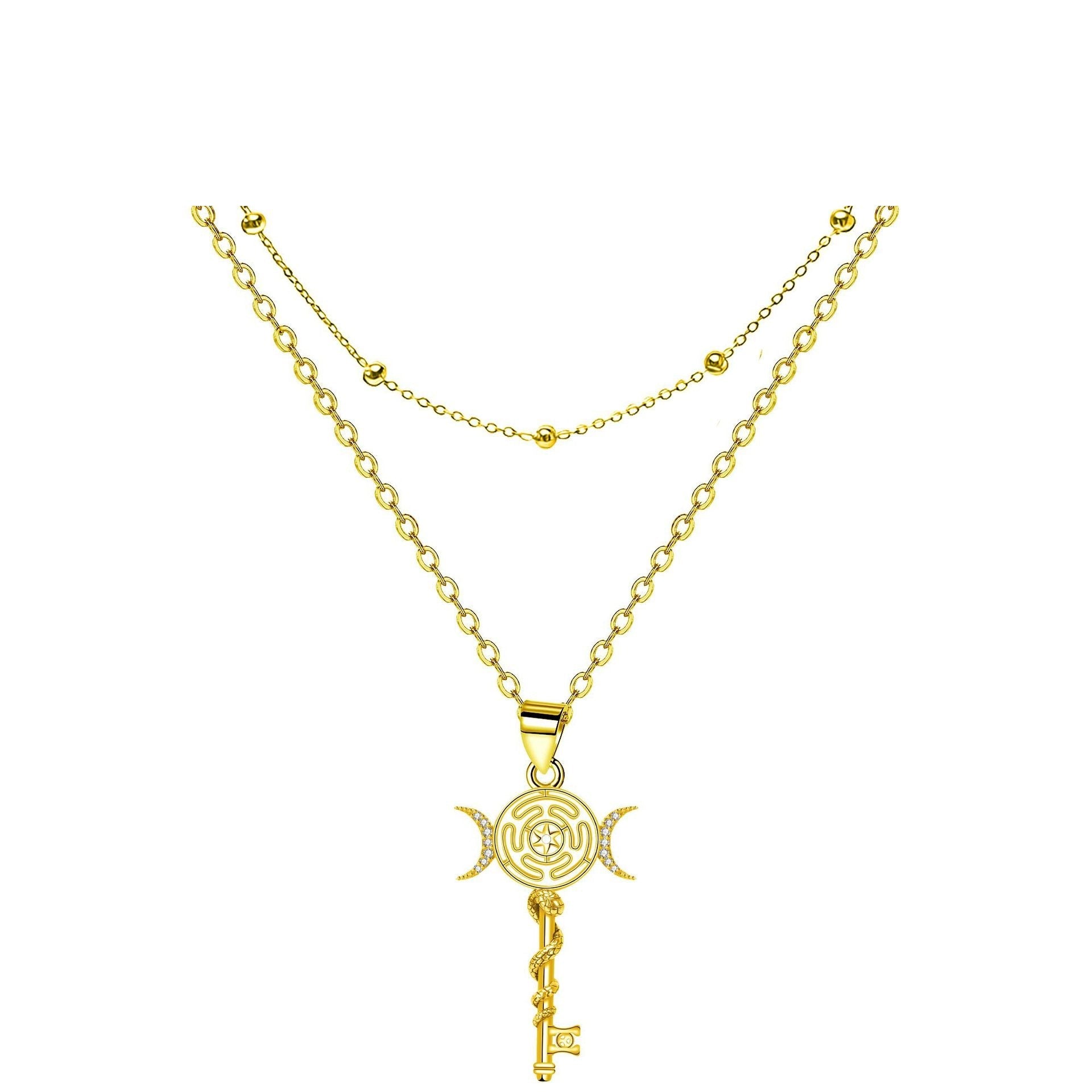 Serpentine Key Double Layered Necklace Vera Lux