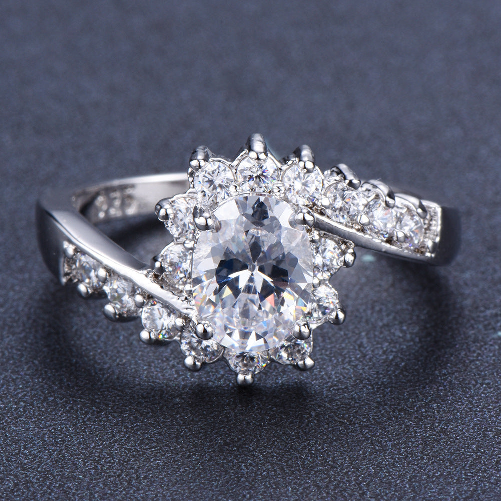 Fashionable Oval Purple Diamond-Encrusted Zircon Ring Vera Lux