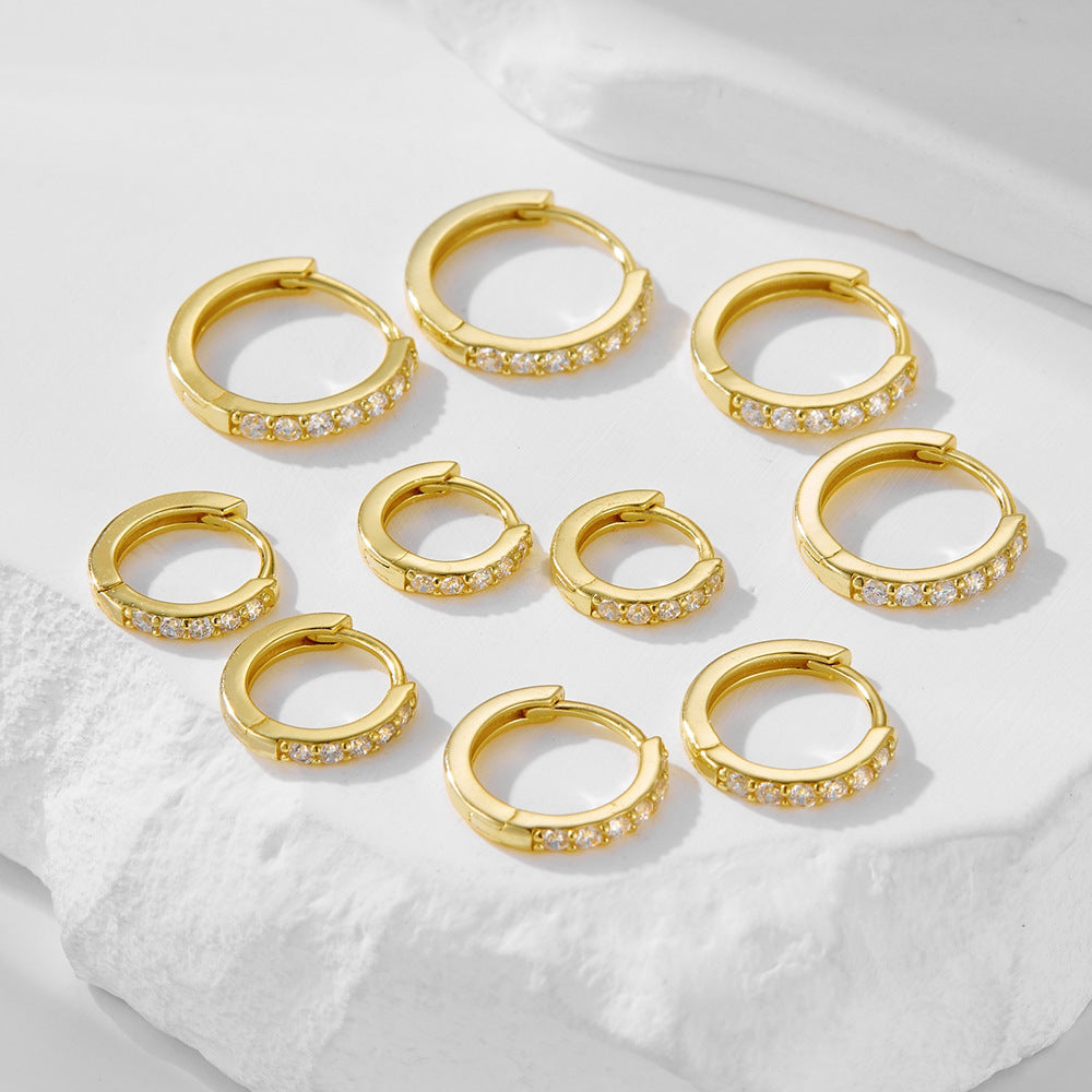 S925 Sterling Silver Ear Clips Inlaid With Zirconia Basic Round Earrings Vera Lux