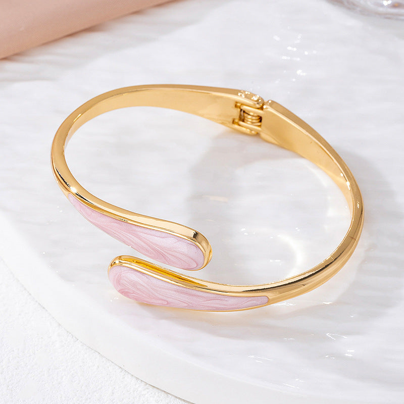 Metallic-Effect Alloy Open-End Bracelet For Women Vera Lux