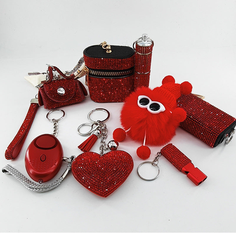 8-piece Heart-shaped Keychain Charm Set In Red Packaging Vera Lux