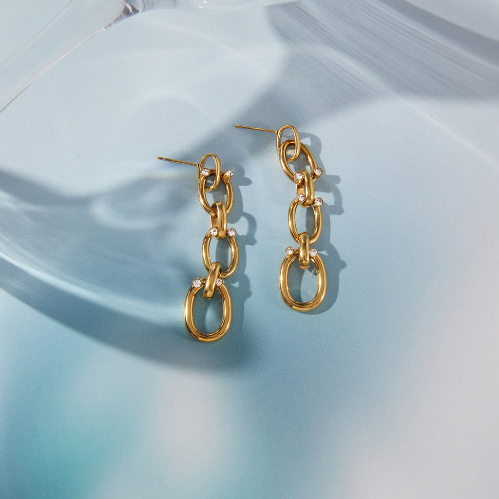 Rhinestone Chain Tassel Earrings Vera Lux