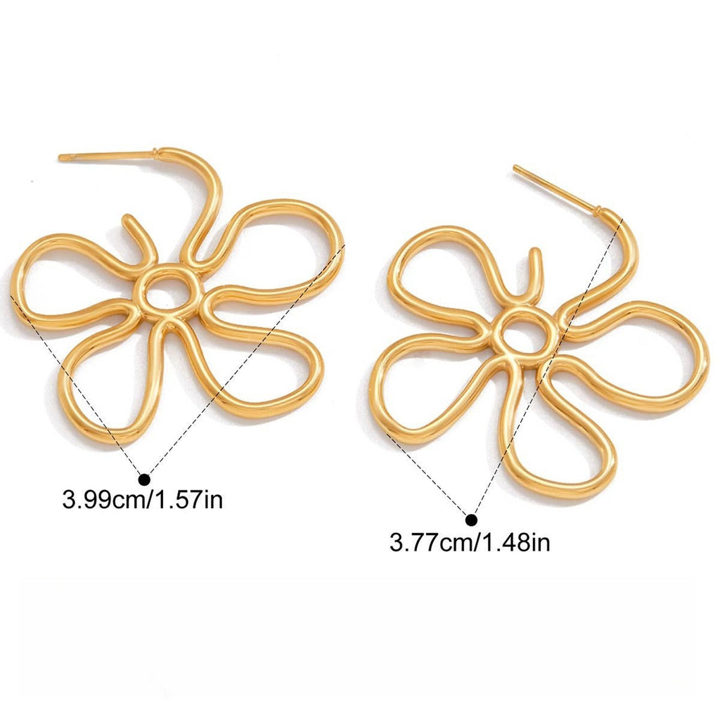 18K gold-plated, lightweight, and luxurious flower-shaped titanium steel earrings. Vera Lux
