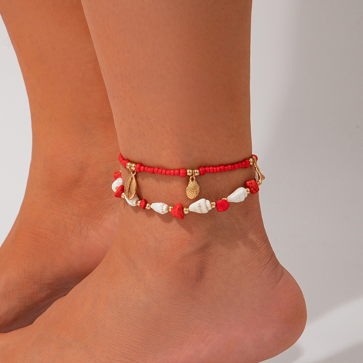 Ethnic Ocean Style Rice Bead Beach Round Water Drop Tassel Anklet Vera Lux