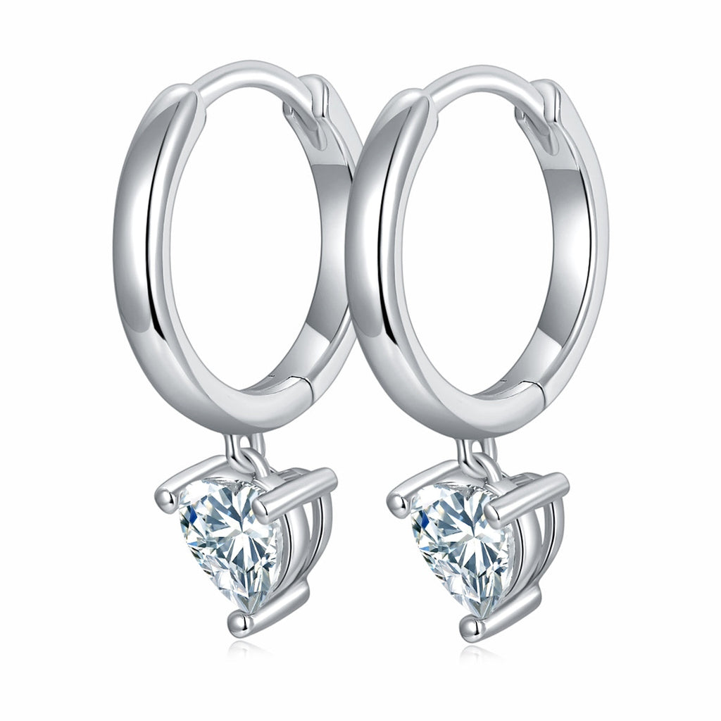 S925 Sterling Silver 5x5mm Heart Shaped Moissanite Hoop Earrings  Platinum Plated Dangle Earrings With GRA Certificate Romantic Jewelry Gift Box Set For Women Vera Lux