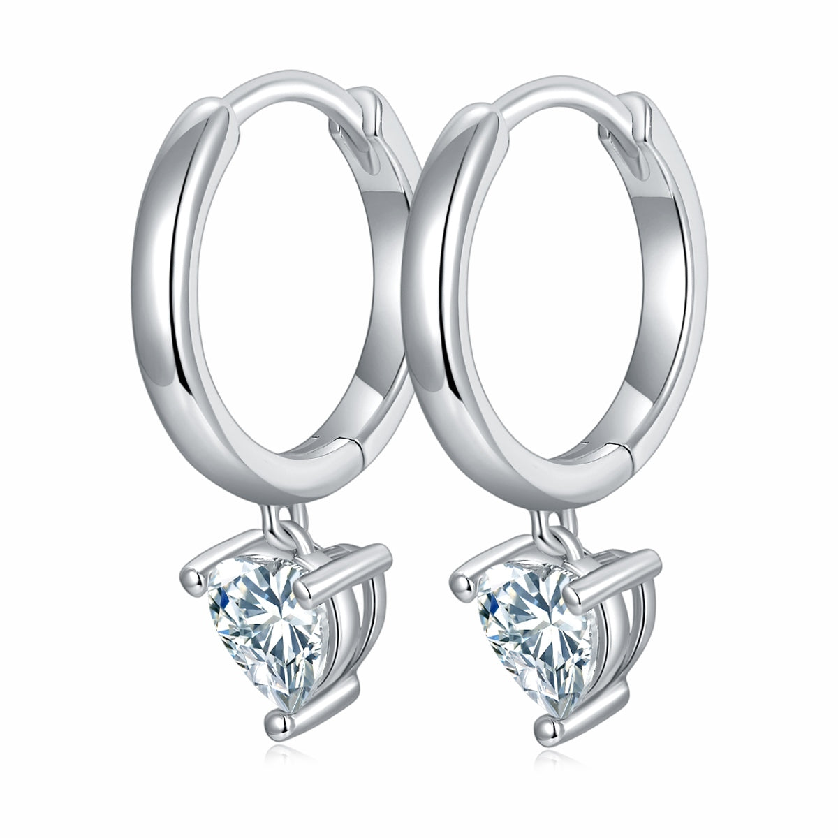 S925 Sterling Silver 5x5mm Heart Shaped Moissanite Hoop Earrings  Platinum Plated Dangle Earrings With GRA Certificate Romantic Jewelry Gift Box Set For Women Vera Lux