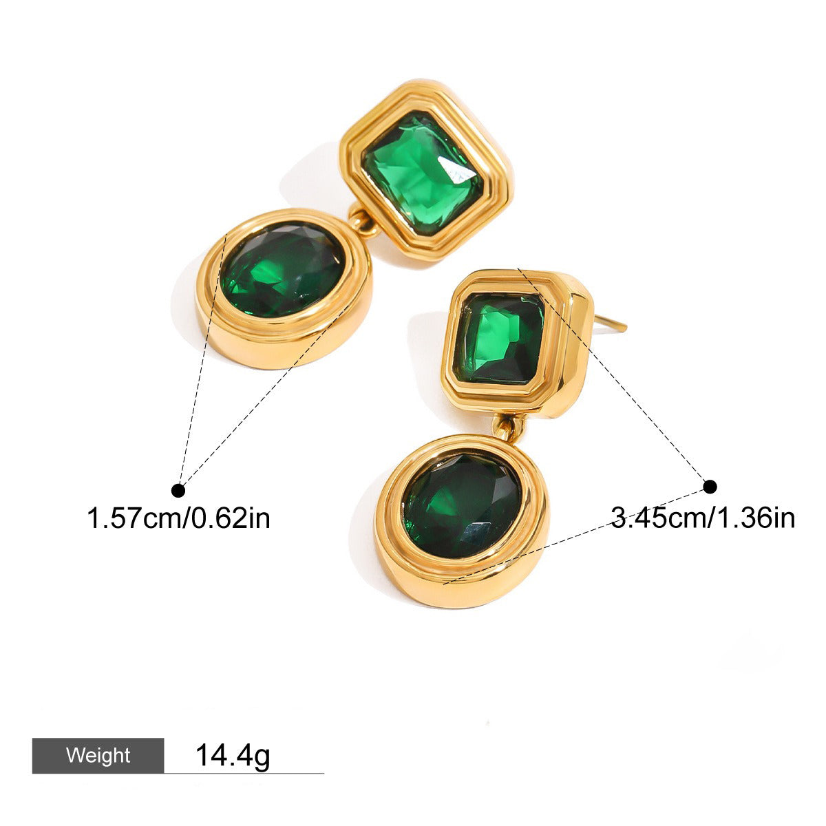 18K gold geometric/flower-shaped inlaid gemstone design light luxury noble earrings Vera Lux