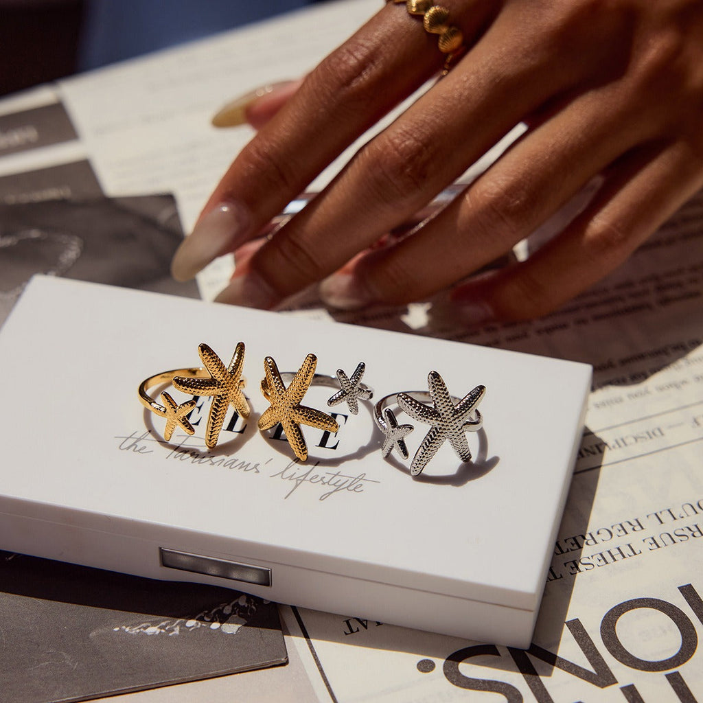 Starfish Shell Titanium Steel Ring Vera Lux