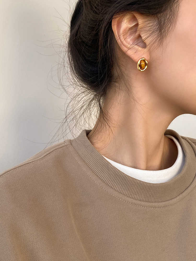 Caramel Chestnut 925 Sterling Silver Maillard Reaction Geometric Earrings Vera Lux