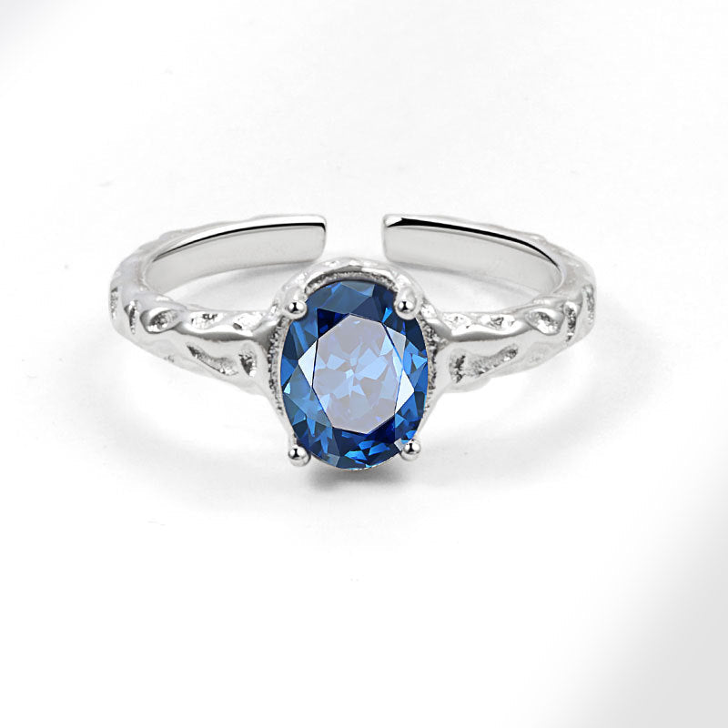 Women's Blue Zircon Fashionable All-Match Open Ring Vera Lux
