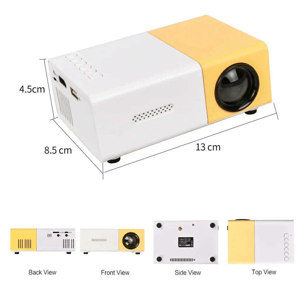 Mini Projector – 1080P Full HD Support, Portable LED Projector, 4K Video Playback, Multiple Connectivity Options Whatever the Treasure