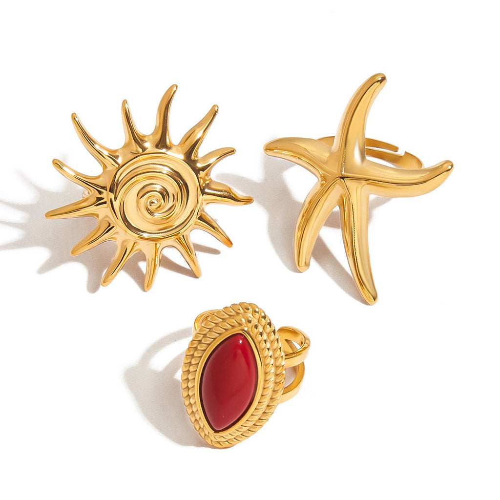 18K Gold Red Agate Ring Vera Lux