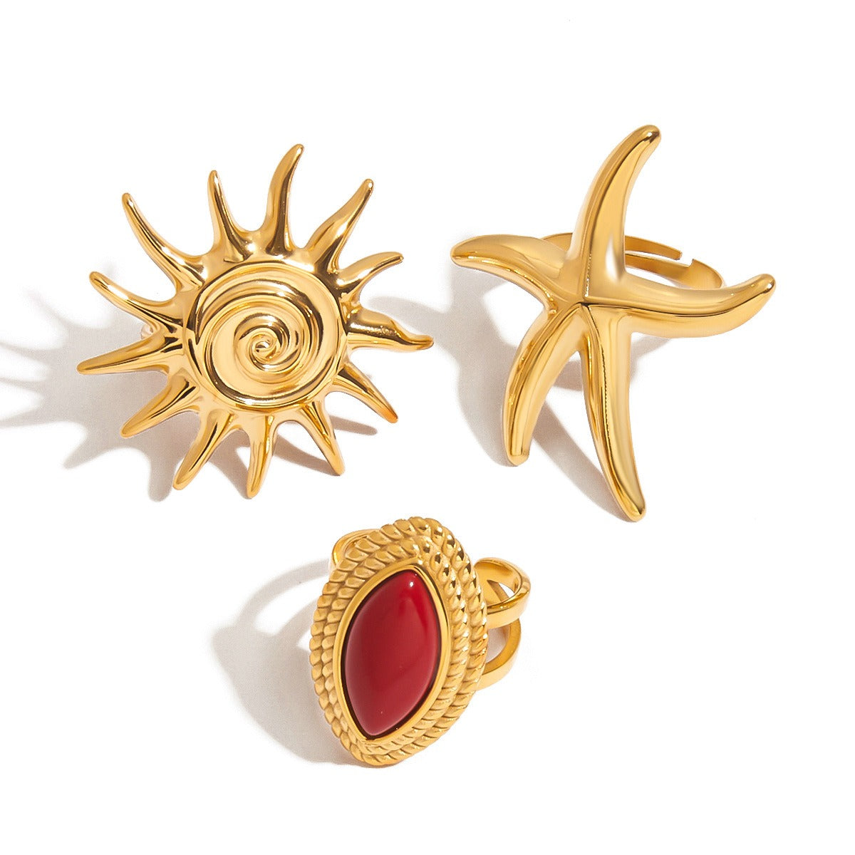 18K Gold Red Agate Ring Vera Lux